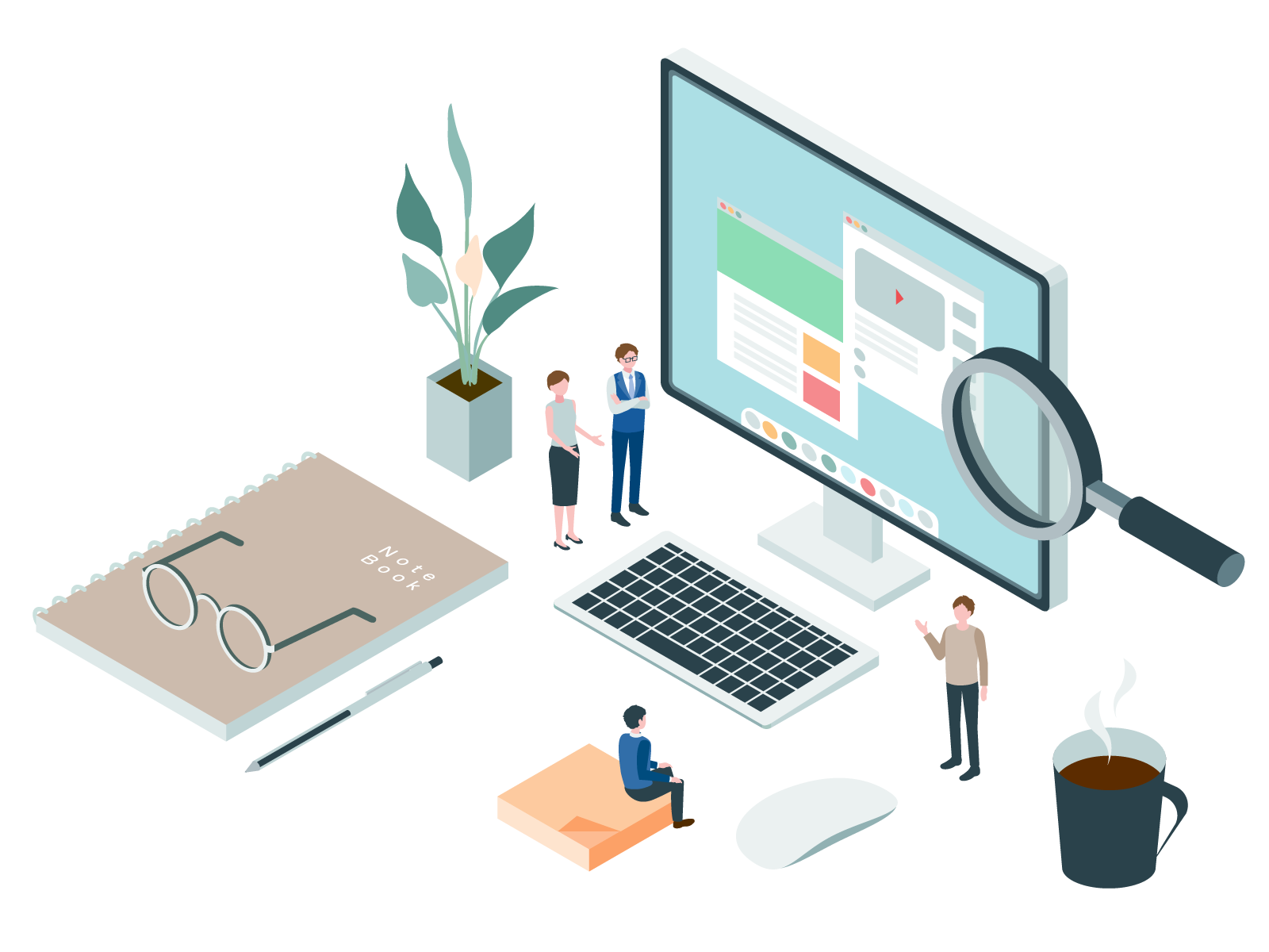 スマートフォンで美容室のサイトを見ている様子